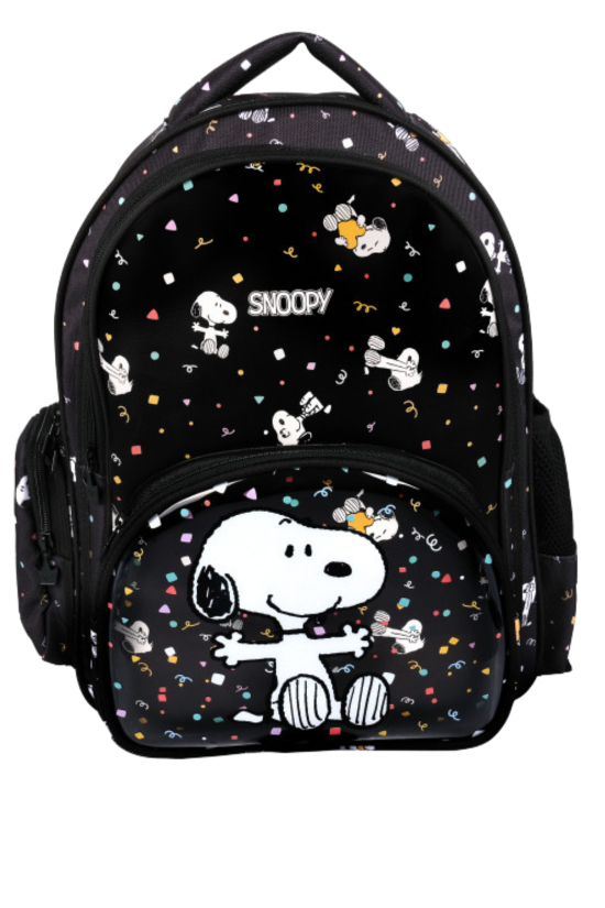 Snoopy Lisanslı Çok Bölmeli Siyah Orijinal Okul çantası