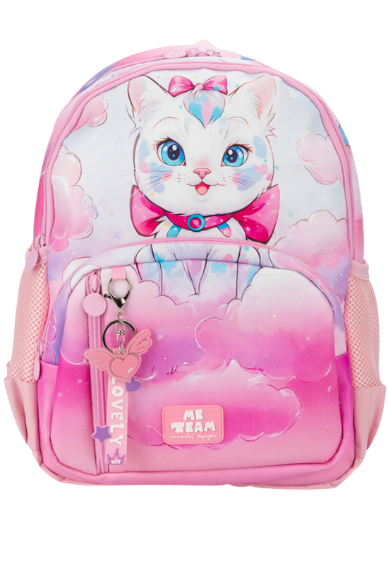 Me Team Çok Bölmeli Kedi Figürlü Pembe Okul çantası
