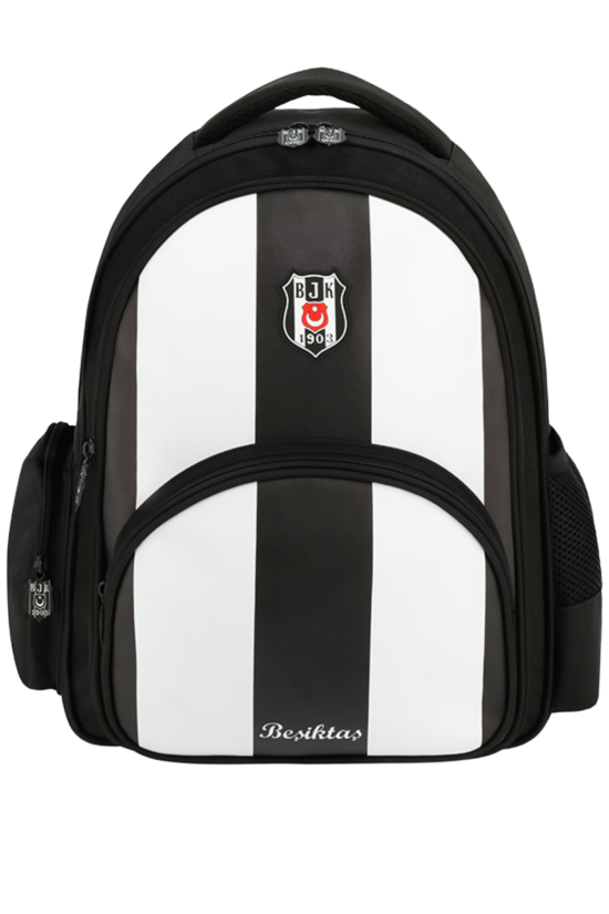 Beşiktaş Lisanslı Siyah Beyaz Orijinal Suni Deri Okul çantası