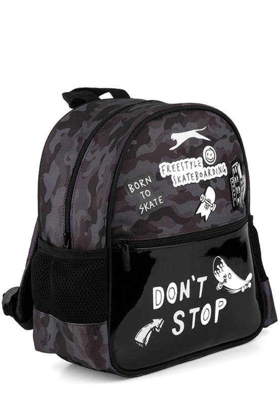 Slazenger Lisanslı Kamuflaj Desenli Siyah Orijinal Anaokulu çantası