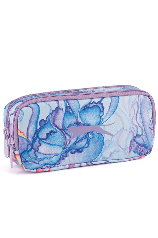 Slazenger Lisanslı 2 Bölmeli Denizanası baskılı Mavi Lila Orijinal Kalemlik 