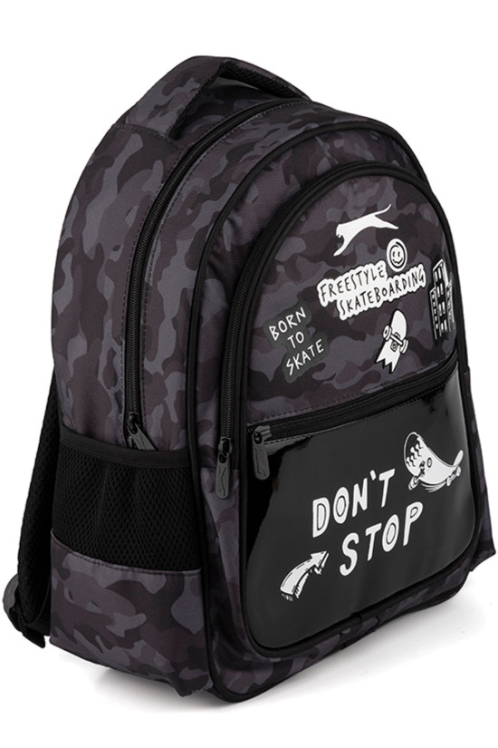 Slazenger Lisanslı Kamuflaj Desenli Siyah Orijinal Okul çantası