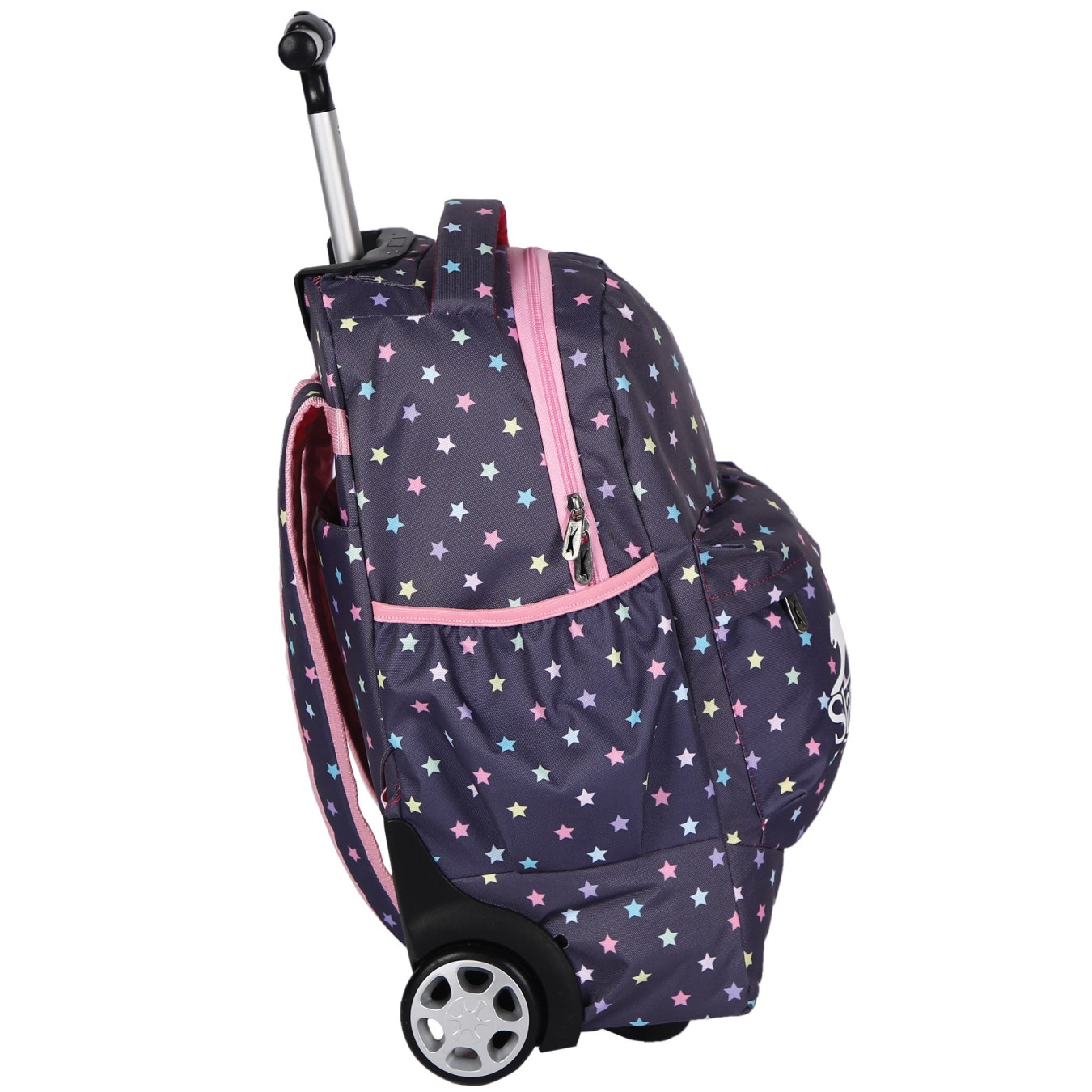 Slazenger Lisanslı yıldız Desenli Mor Orijinal Çekçekli Trolley Sırt çantası