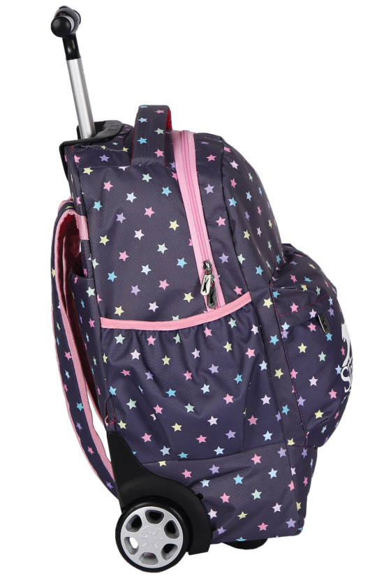 Slazenger Lisanslı yıldız Desenli Mor Orijinal Çekçekli Trolley Sırt çantası
