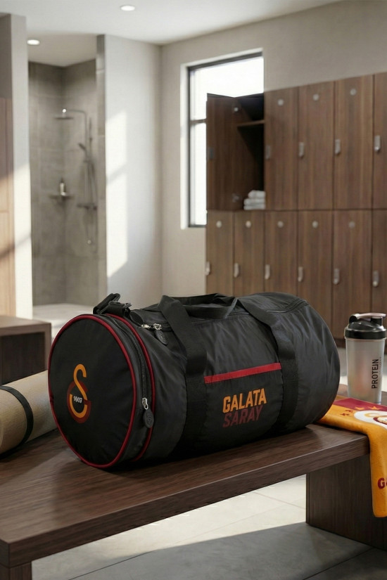 Galatasaray Lisanslı Silindir Siyah Orijinal Spor çantası