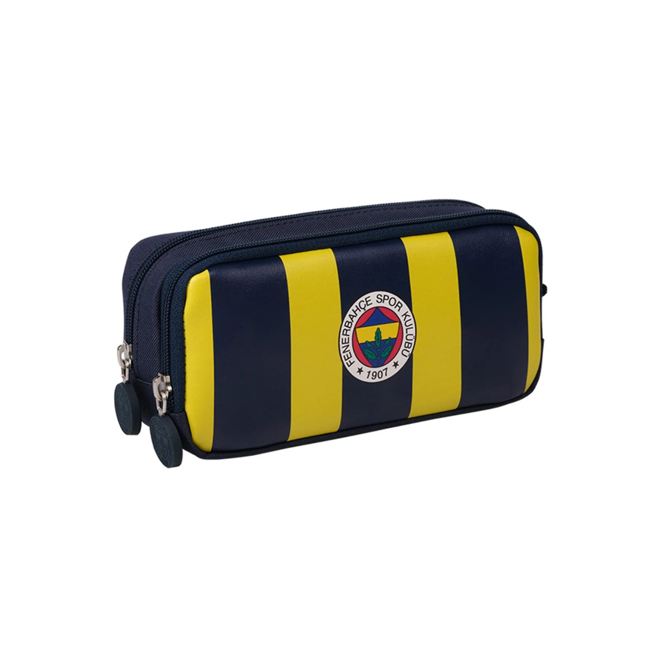 Fenerbahçe Lisanslı Çubuklu Amblem Baskılı Kalemlik - Çift Bölmeli Okul Kalem Çantası