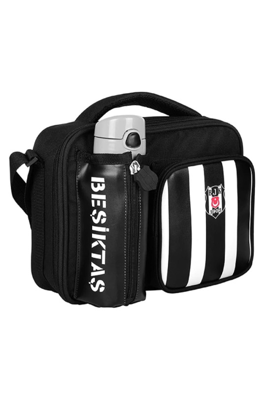 Beşiktaş Lisanslı Suluk Bölmeli Siyah Orijinal Beslenme çantası