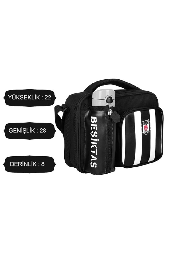 Beşiktaş Lisanslı Suluk Bölmeli Siyah Orijinal Beslenme çantası