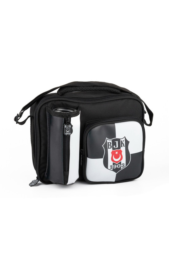 Beşiktaş Lisanslı Suluk Bölmeli Siyah Beyaz Orijinal Beslenme çantası