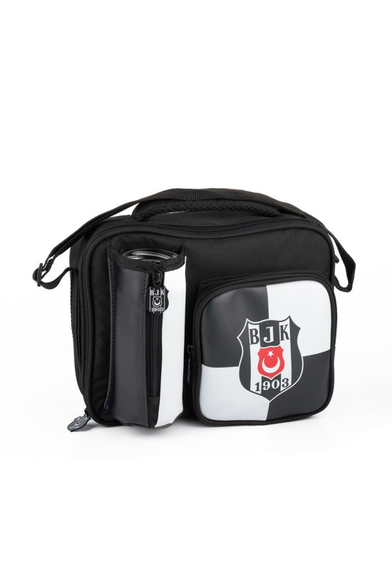 Beşiktaş Lisanslı Suluk Bölmeli Siyah Beyaz Orijinal Beslenme çantası