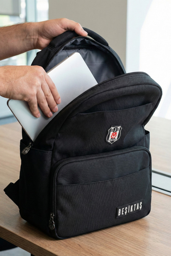 Beşiktaş Lisanslı 3 Bölmeli taylı Logo DeSiyah Orijinal Sırt çantası
