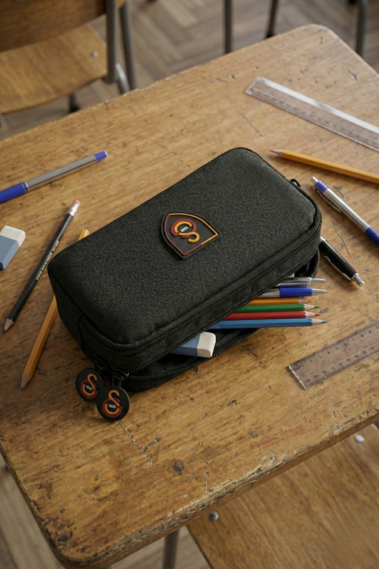 Galatasaray Lisanslı 2 Bölmeli Siyah Orijinal Kalemlik