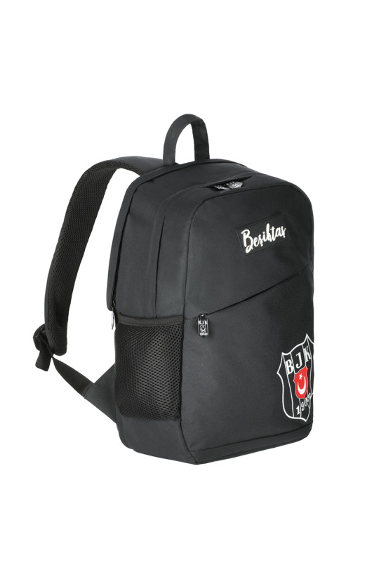 Beşiktaş Lisanslı Çapraz Fermuar Detaylı Siyah Orijinal Sırt çantası