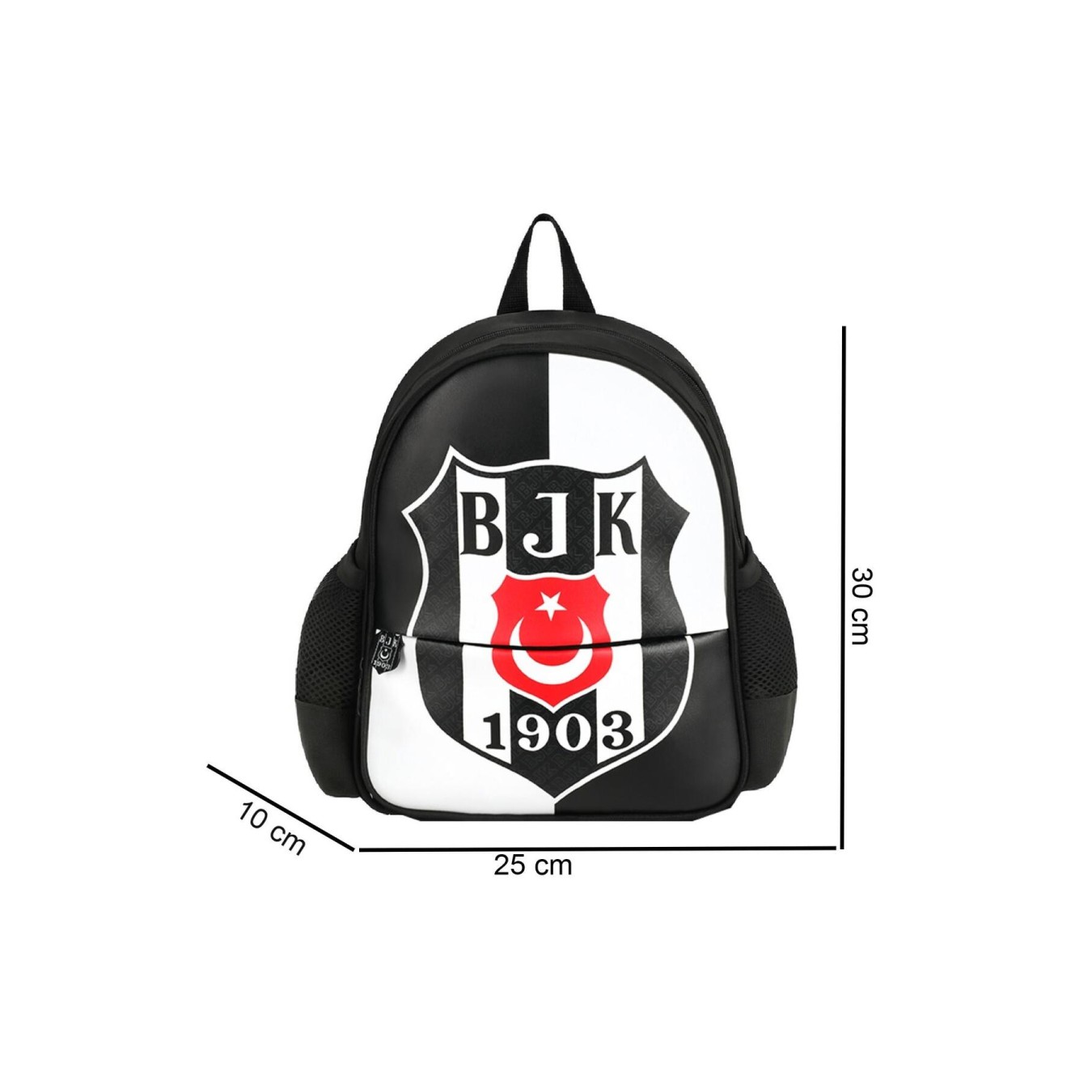 Beşiktaş Lisanslı Siyah Beyaz Orijinal Suni Deri Anaokulu çantası