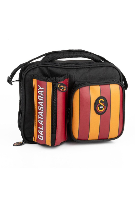 Galatasaray Lisanslı Suluk Bölmeli Sarı kırmızı Orijinal Suni Deri Beslenme çantası