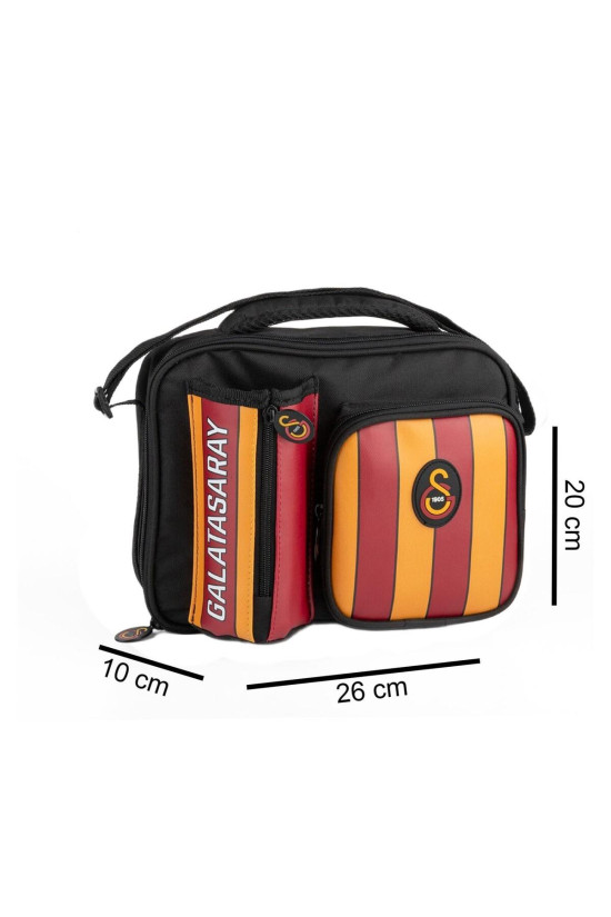 Galatasaray Lisanslı Suluk Bölmeli Sarı kırmızı Orijinal Suni Deri Beslenme çantası