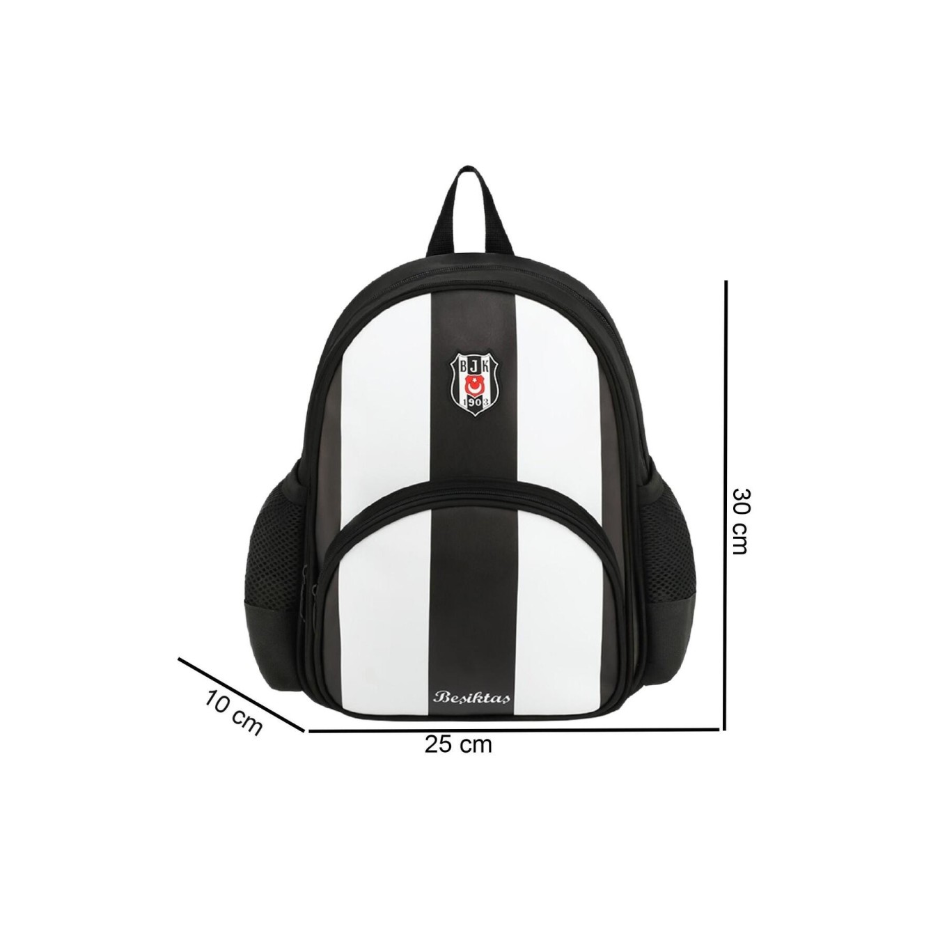 Beşiktaş Lisanslı 2 Bölmeli Siyah Beyaz Suni Deri Anaokulu çantası