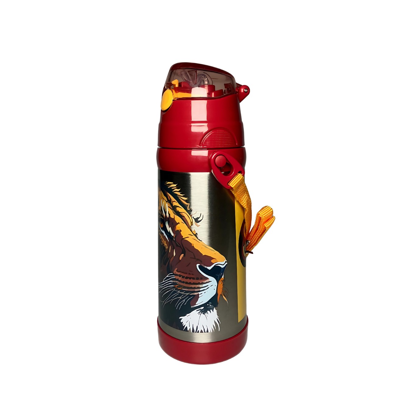 Galatasaray Lisanslı Aslan Figürlü kırmızı Orijinal 425ml Çelik Matara (Boyun Askılı)
