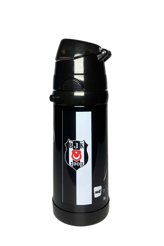 Beşiktaş Lisanslı Kartal baskılı Siyah Orijinal 425ml Çelik Matara (Boyun Askılı)