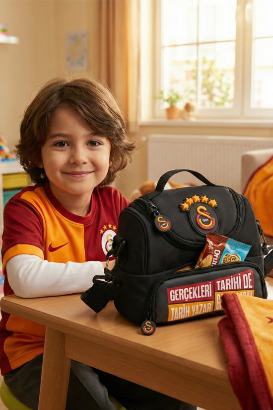 Galatasaray Lisanslı 2 Bölmeli 5 Yıldızlı Siyah Orijinal Beslenme çantası