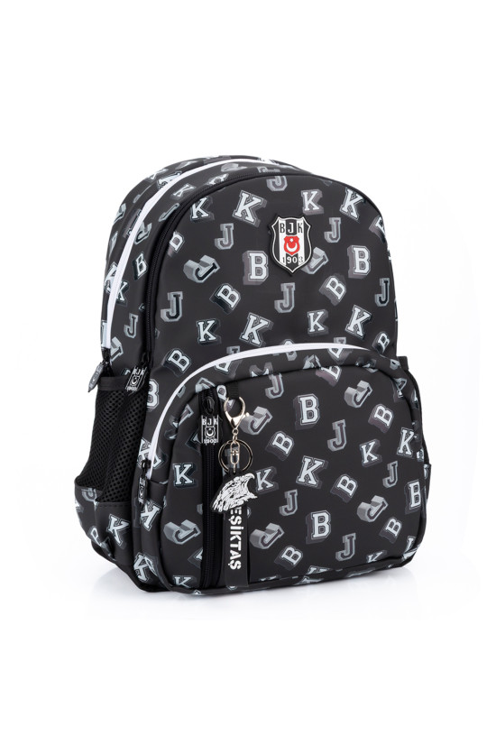 Beşiktaş Lisanslı Çok Bölmeli BJK Harf Detaylı Siyah Orijinal Sırt çantası
