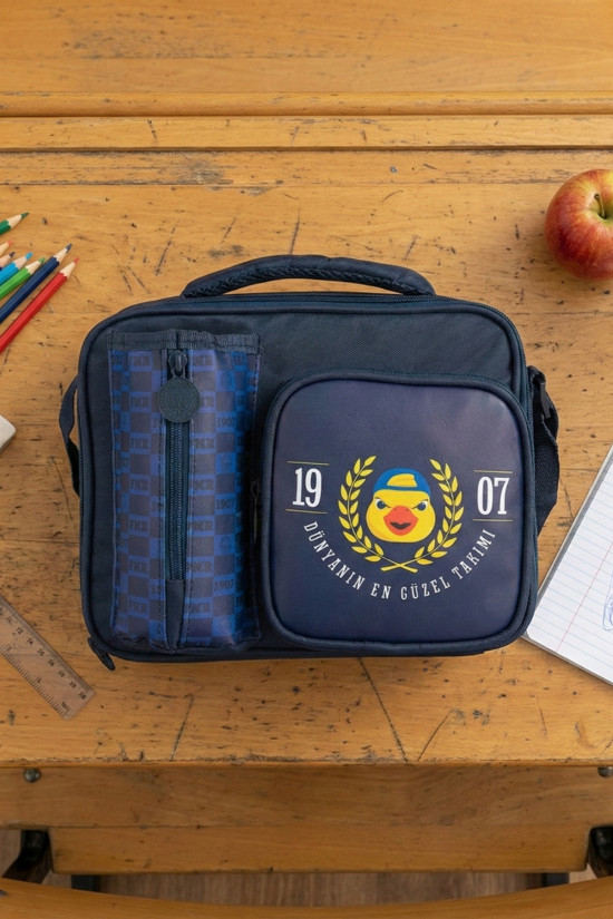 Fenerbahçe Lisanslı Suluk Bölmeli Yellow Maskotlu Lacivert Orijinal Beslenme çantası