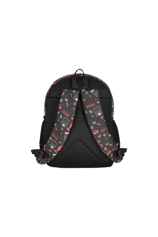 Me Team Çok Bölmeli Yarış temalı Siyah Okul çantası