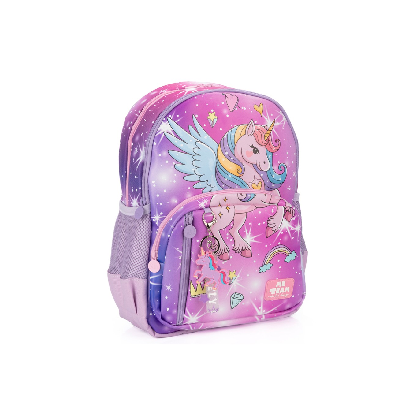 Me Team Unicorn baskılı Lila Okul çantası