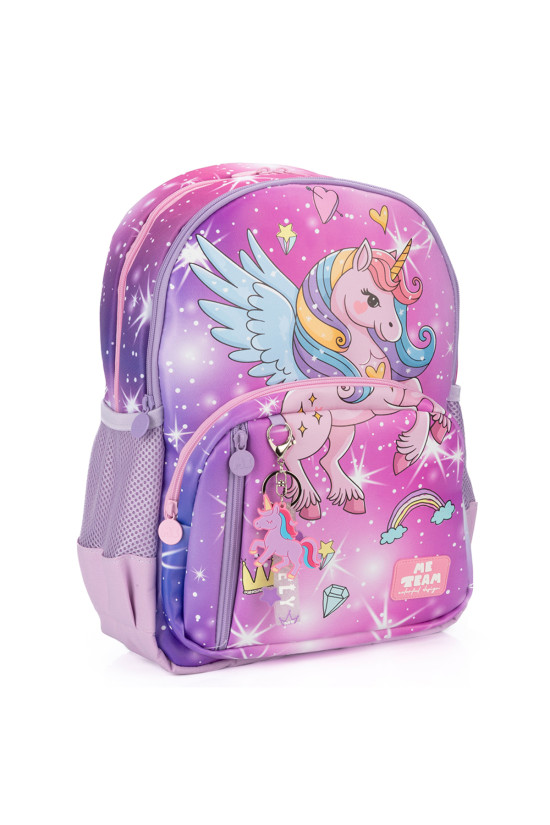 Me Team Unicorn baskılı Lila Okul çantası