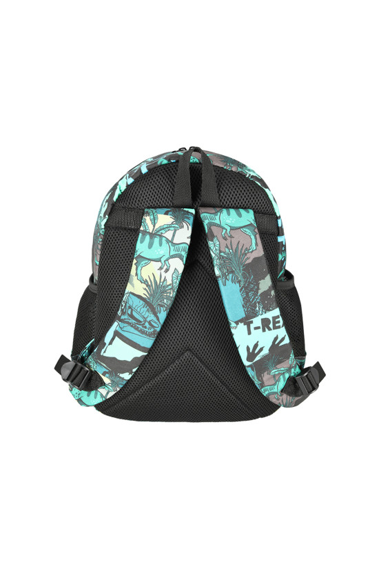 Me Team Çok Bölmeli T-Rex baskılı Turkuaz Okul çantası