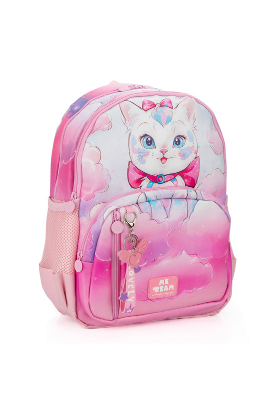 Me Team Çok Bölmeli Kedi Figürlü Pembe Okul çantası