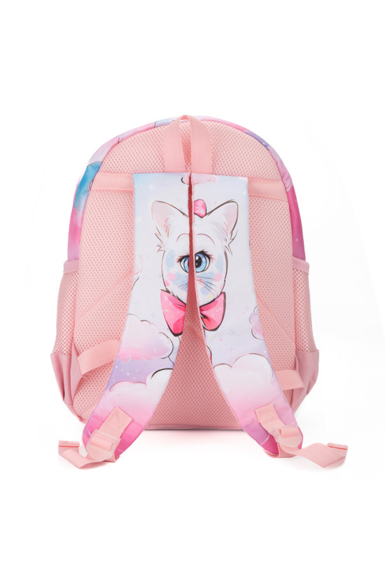Me Team Çok Bölmeli Kedi Figürlü Pembe Okul çantası