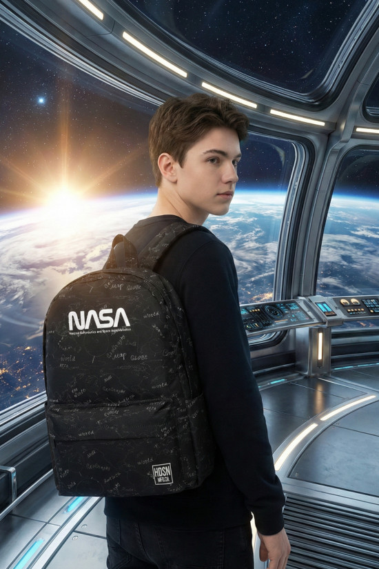 Nasa Lisanslı Geography Siyah Orijinal Sırt çantası