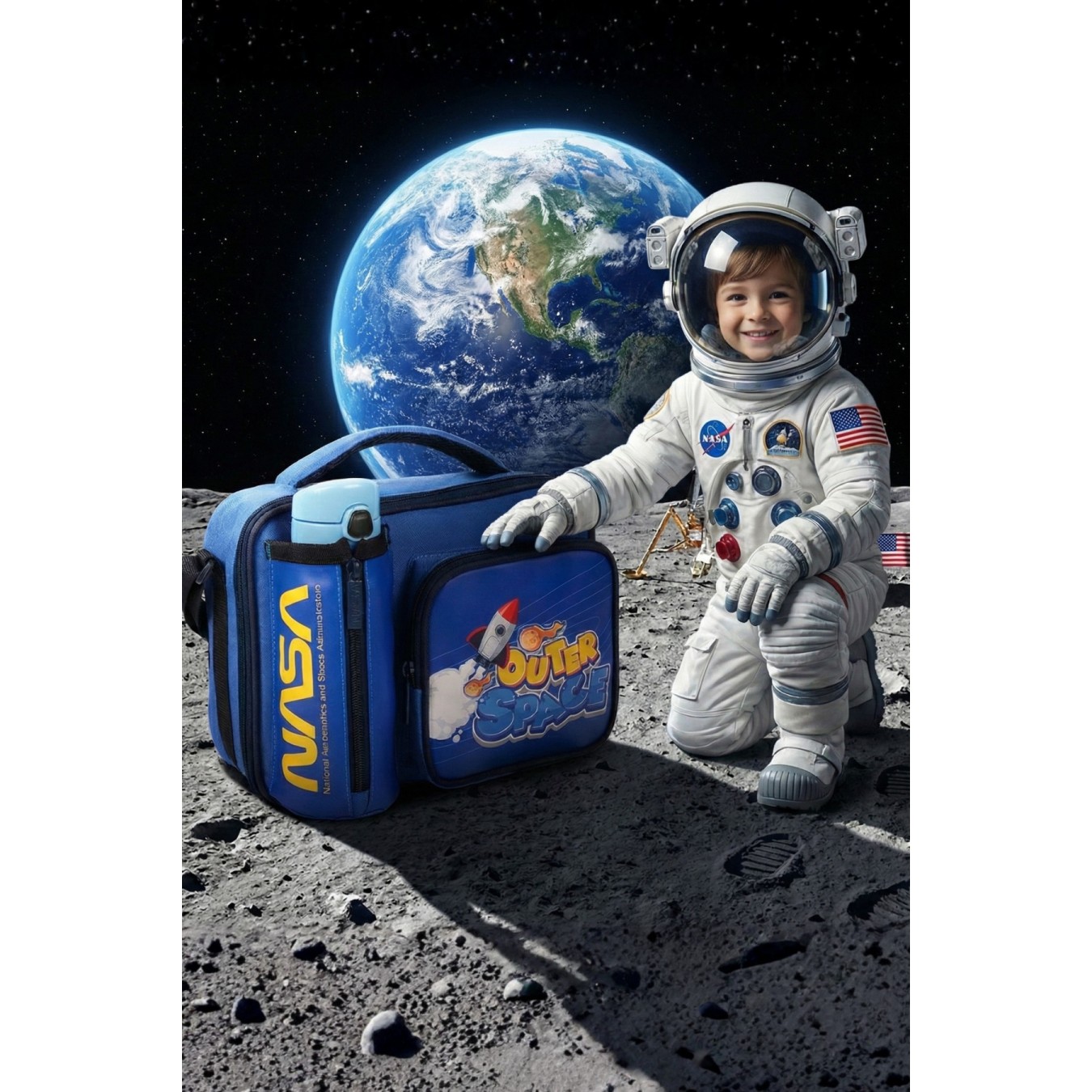 Slazenger Lisanslı Suluk Bölmeli Outer Space Mavi Orijinal Beslenme çantası
