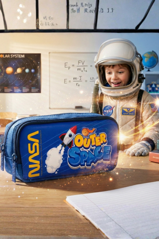 Nasa Lisanslı Çift Bölmeli Outer Space Mavi Orijinal Kalemlik