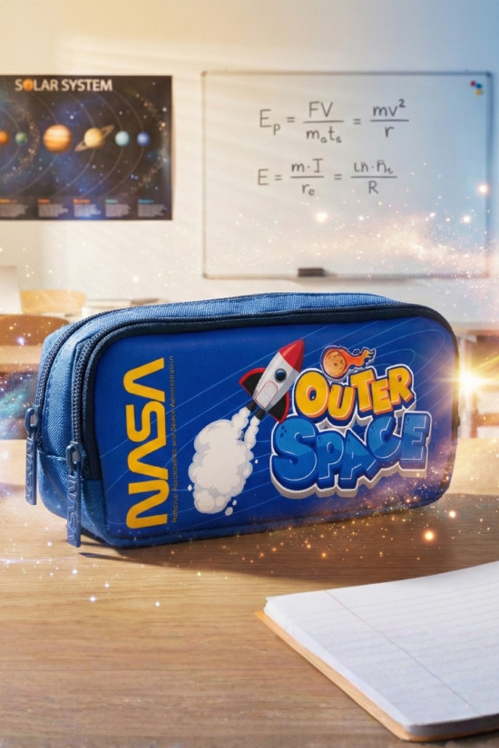 Nasa Lisanslı Çift Bölmeli Outer Space Mavi Orijinal Kalemlik