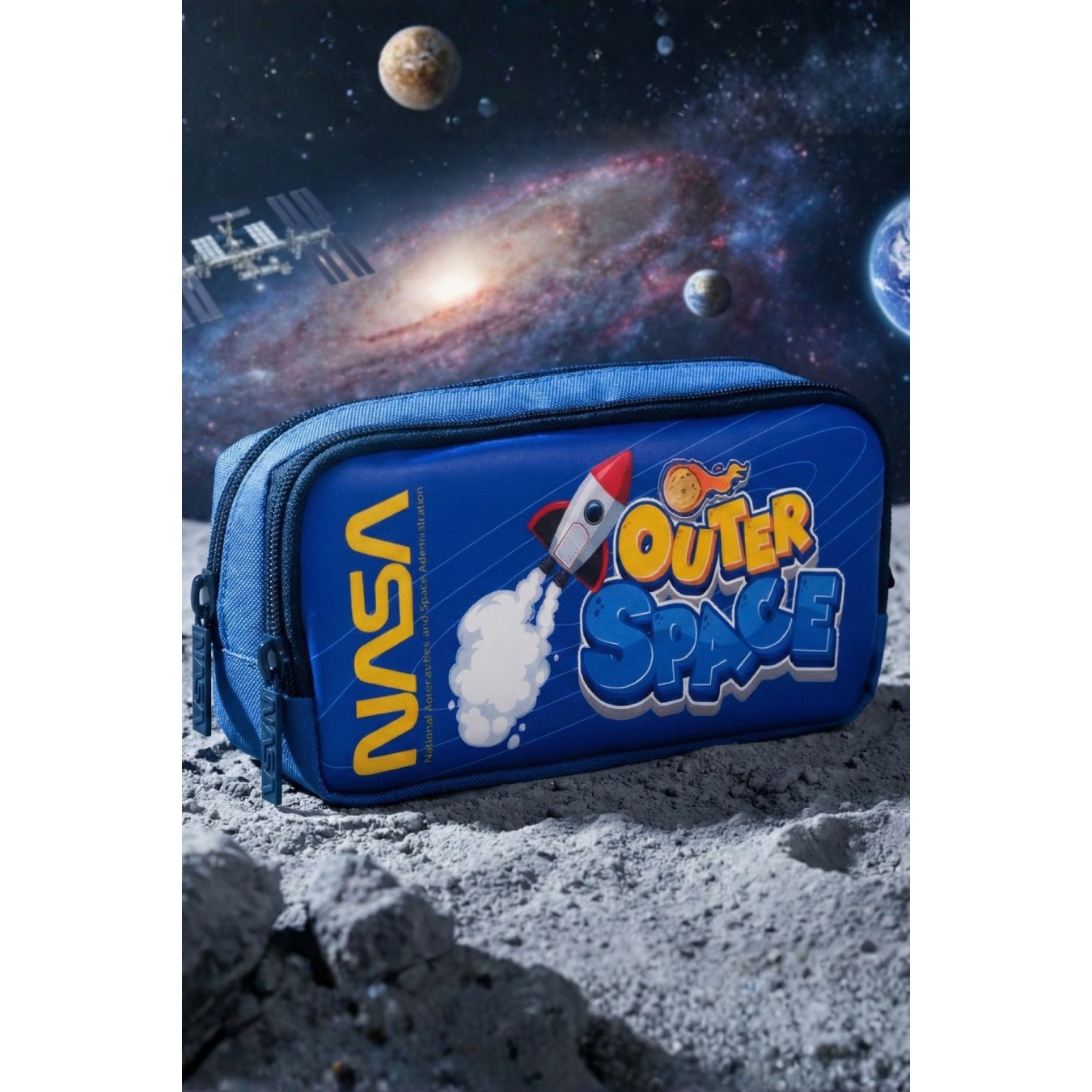 Nasa Lisanslı Çift Bölmeli Outer Space Mavi Orijinal Kalemlik
