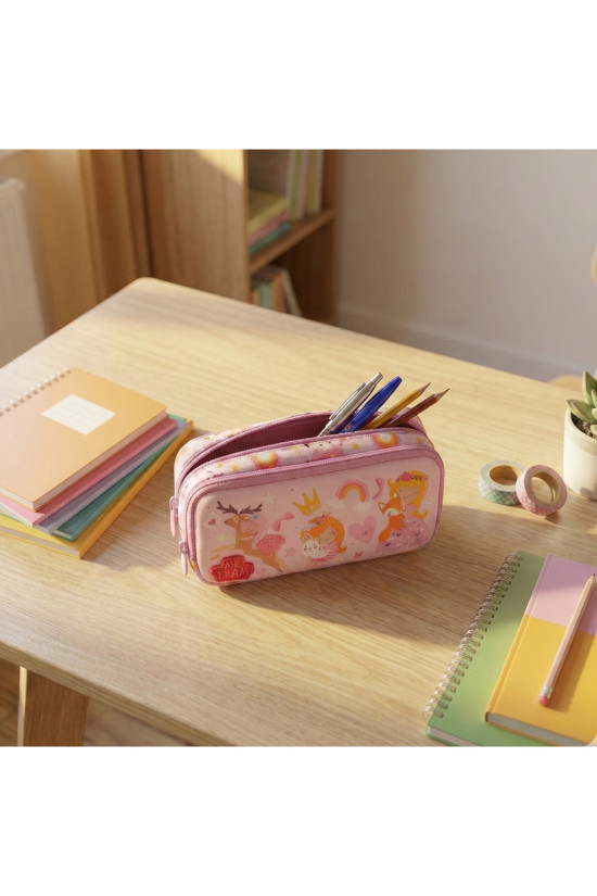 Me Team Çift Bölmeli Prenses Figürlü Pembe Kalemlik