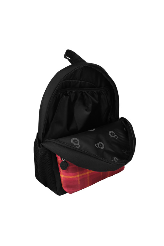 Galatasaray Lisanslı Ekose Detaylı Siyah Orijinal Sırt çantası