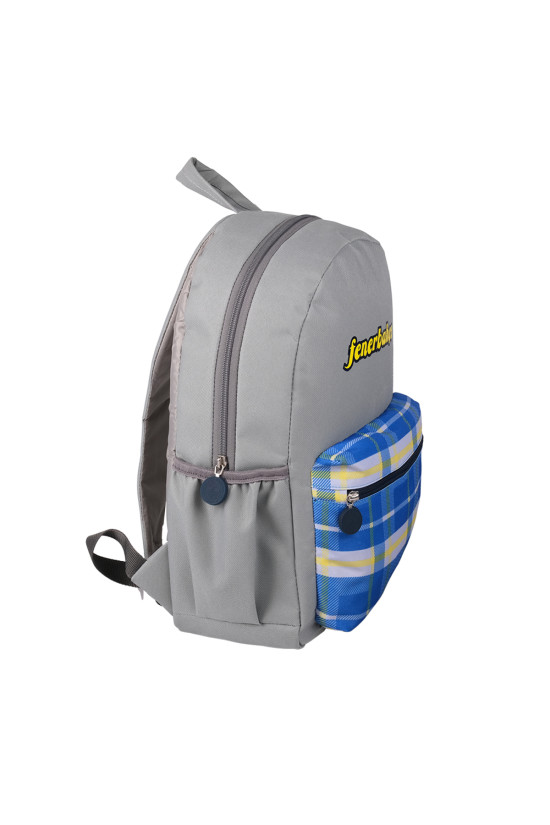 Fenerbahçe Lisanslı Ekose Detaylı Gri Orijinal Sırt çantası