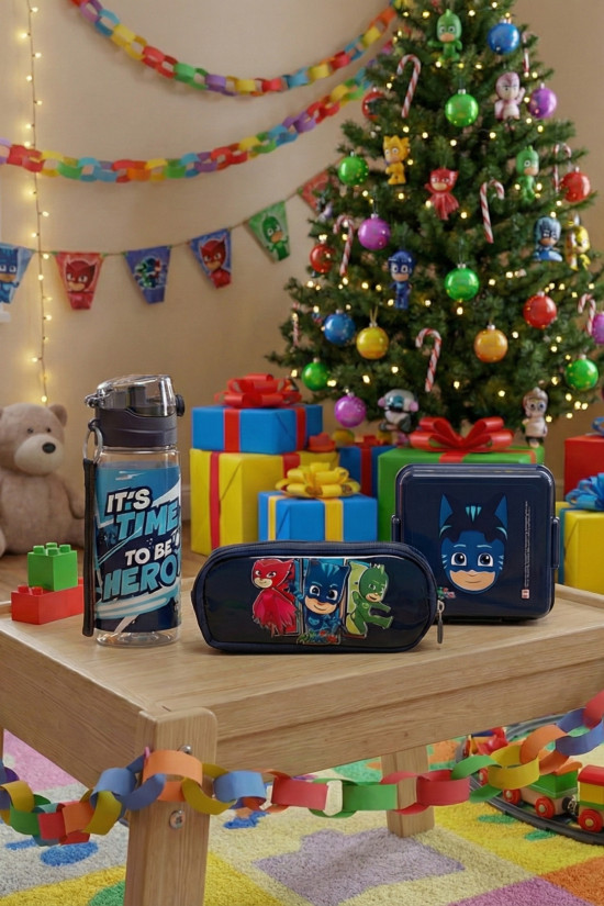 Pijamaskeliler Lisanslı Orijinal Okul Seti | Beslenme Kutusu + Kalemlik + 500ml Matara