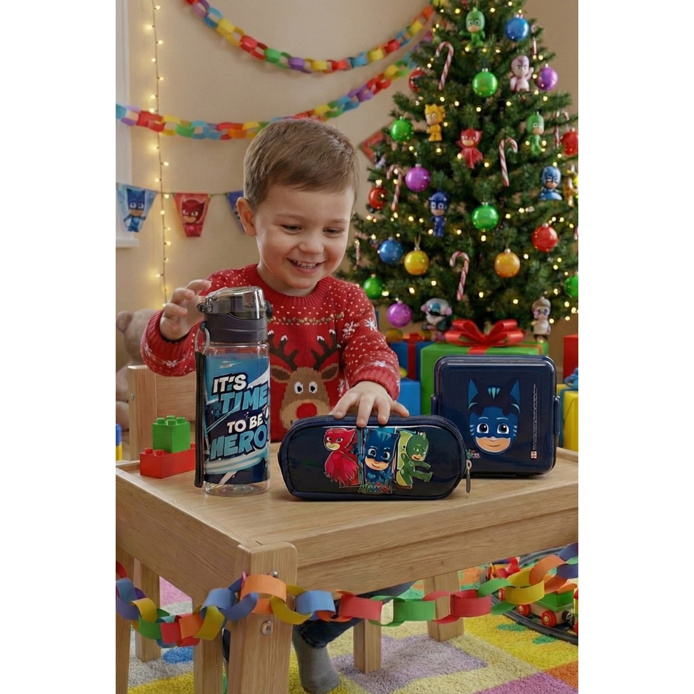 Pijamaskeliler Lisanslı Orijinal Okul Seti | Beslenme Kutusu + Kalemlik + 500ml Matara