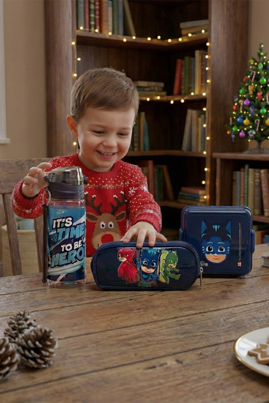 Pijamaskeliler Lisanslı Orijinal Okul Seti | Beslenme Kutusu + Kalemlik + 500ml Matara