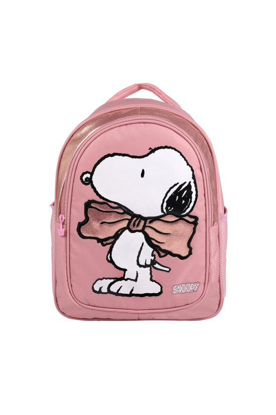 Snoopy Lisanslı BowTie Pembe Orijinal Okul Seti | Anaokulu çantası ve Kalemlik (500ml MATARA HEDİYELİ)