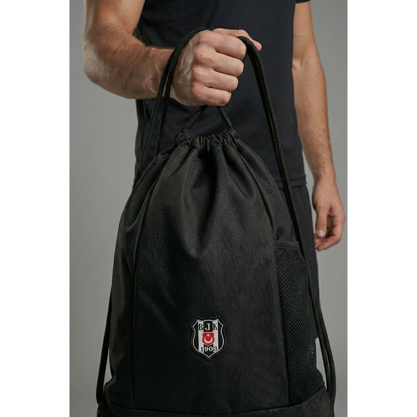 Beşiktaş Lisanslı Siyah Büzgülü Orijinal Spor çantası
