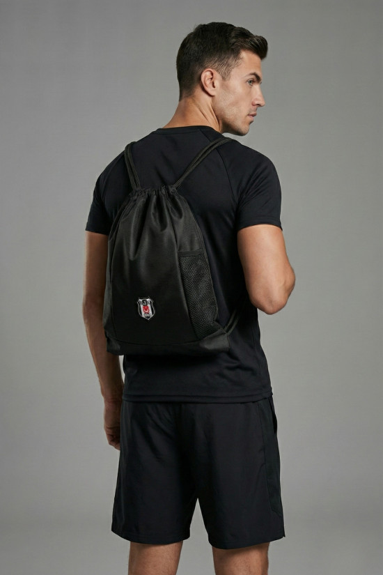 Beşiktaş Lisanslı Siyah Büzgülü Orijinal Spor çantası