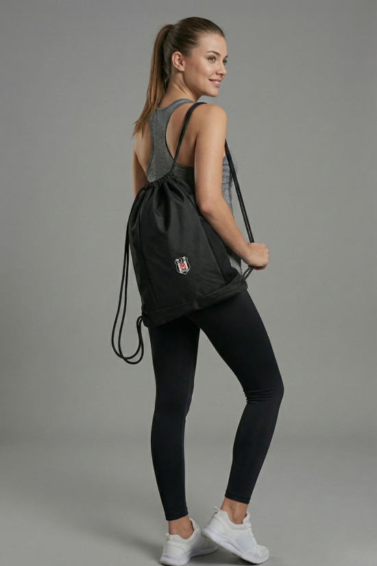 Beşiktaş Lisanslı Siyah Büzgülü Orijinal Spor çantası