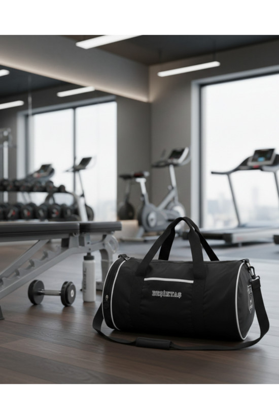 Beşiktaş Lisanslı Silindir Siyah Orijinal Spor çantası