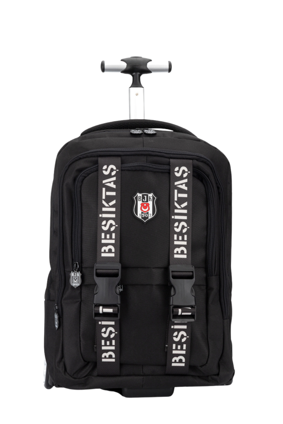 Beşiktaş Lisanslı Logo Detaylı Siyah Orijinal Tekerlekli Trolley Okul çantası