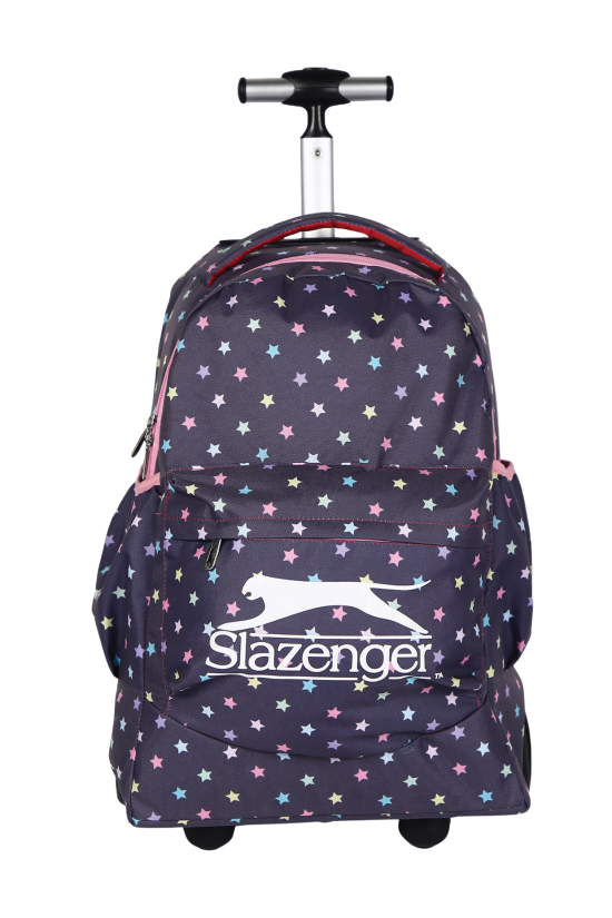 Slazenger Lisanslı yıldız Desenli Mor Orijinal Çekçekli Trolley Sırt çantası